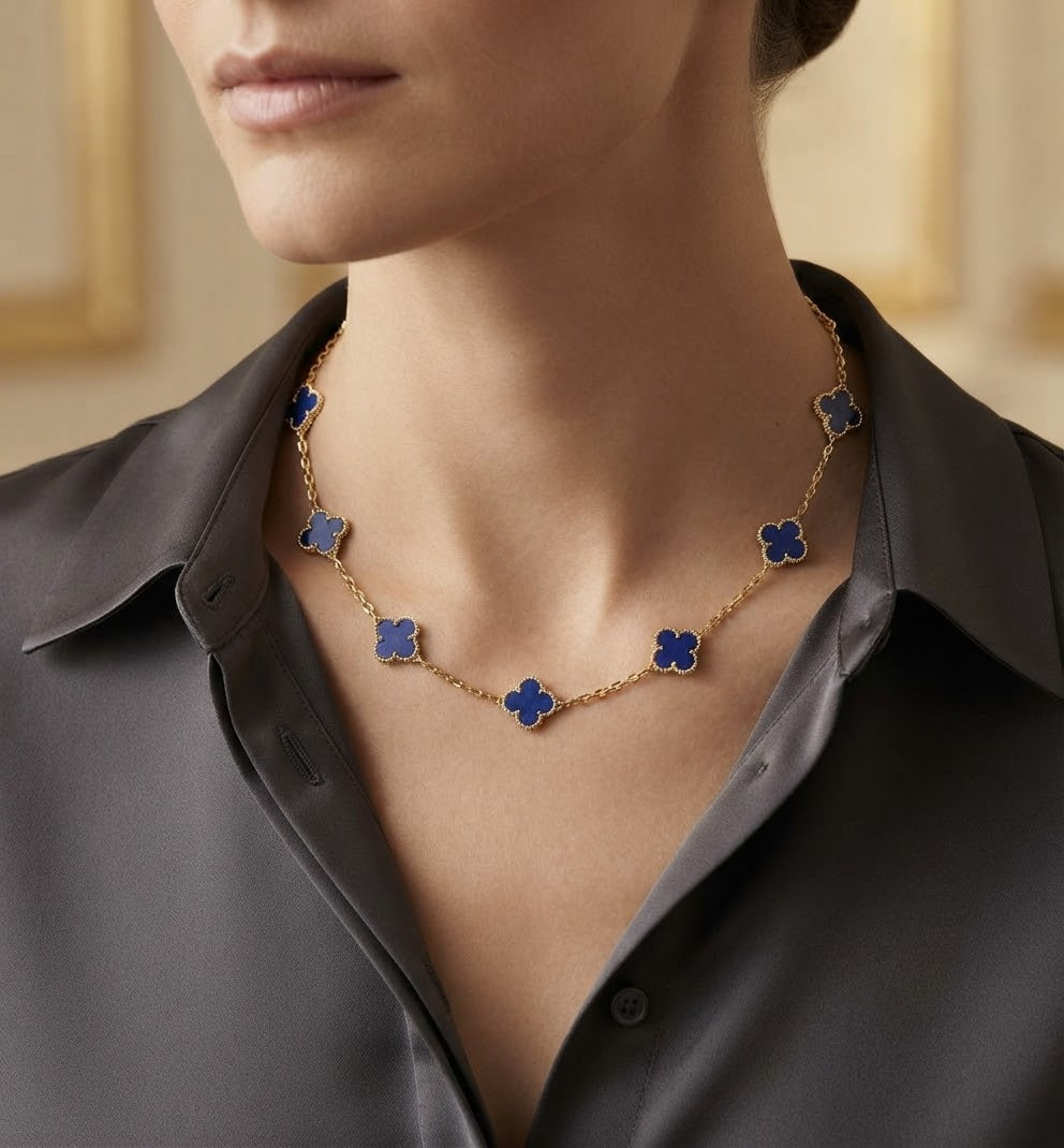 Blue Clover Necklace