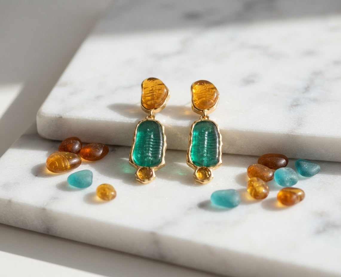 Lagoon Amber Earrings
